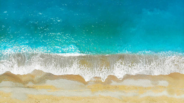 istock Aerial. Mediterranean sea waves background texture. Turquoise water top view. 1152280697
