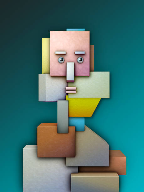 Human head made up by geometrical shapes
