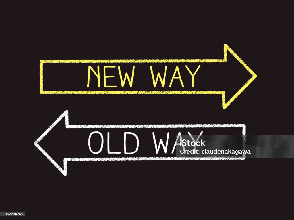 Old Way Learning New Way And Old Way Image Vector Illustration Stock Illustration ...