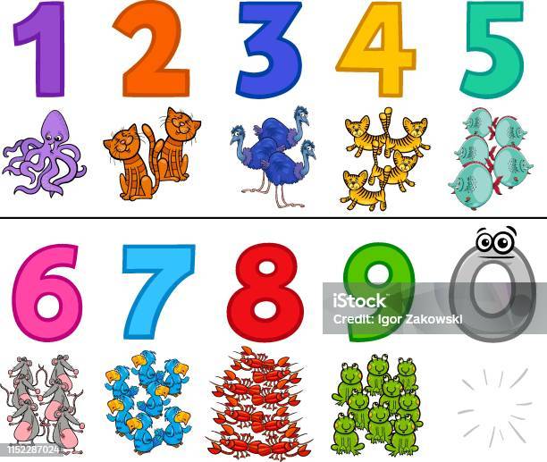 Ilustración de Números Educativos Establecidos Con Animales De Dibujos  Animados y más Vectores Libres de Derechos de Número 8 - iStock