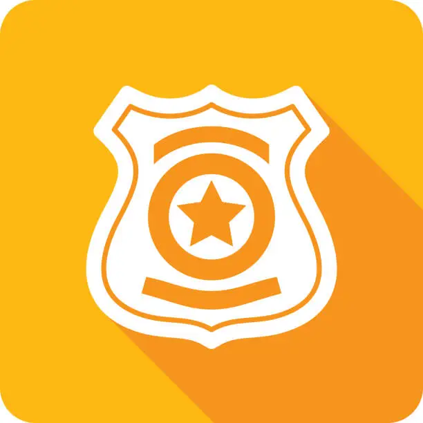 Vector illustration of Police Badge Icon Silhouette