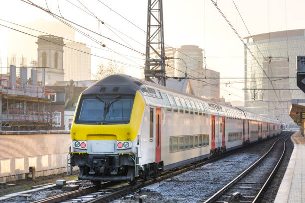 belgian train in brussels belgium stock photo