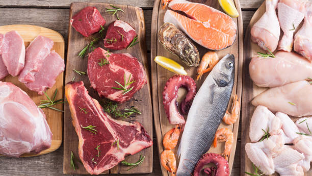 istock Assortment of meat and seafood 1152307803