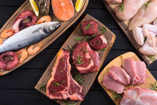 istock Assortment of meat and seafood 1152307826