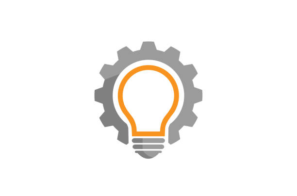 Gear Idea Bulb Lamp Gear Idea Bulb Lamp sprocket icon stock illustrations