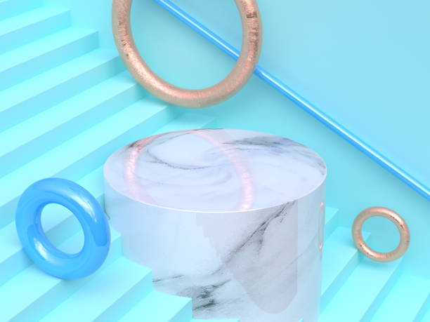 istock blue abstract steps/staircase scene gold white marble texture geometric shape 3d rendering 1152324544