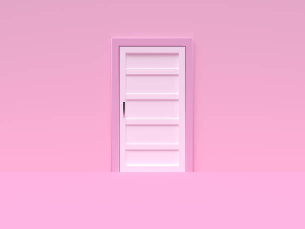 istock minimal pink scene wall floor abstract door 3d rendering 1152324566