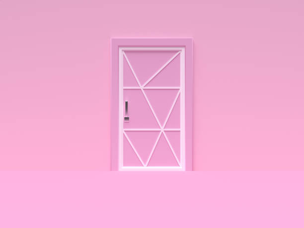 istock minimal pink scene wall floor abstract door 3d rendering 1152324602