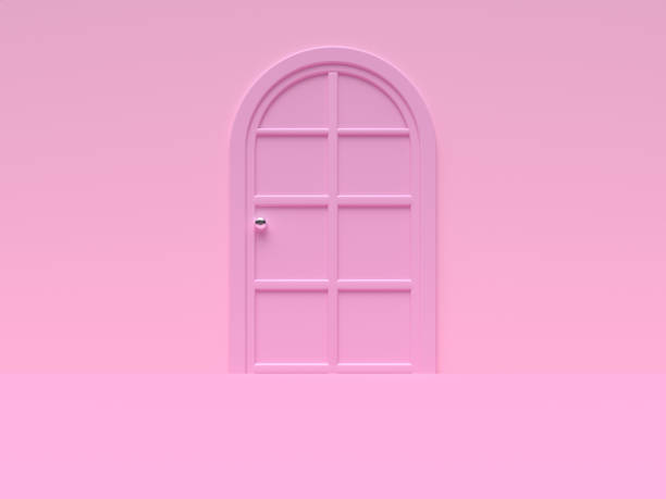 istock minimal pink scene wall floor abstract door 3d rendering 1152324605