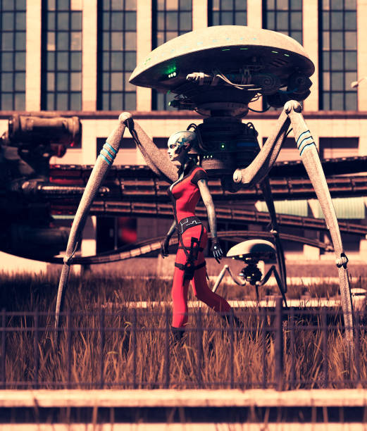 istock Alien girl visiting an abandoned city 1152330451