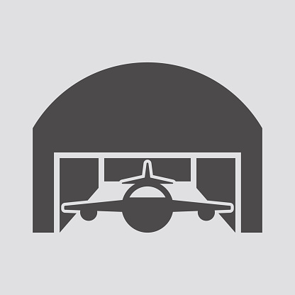Hangar icon in flat style.Vector illustration.