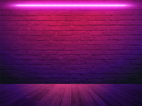 Vector Brick Wall Background Neon Light Stock Illustration - Download Image  Now - Abstract, Blue, Brick - iStock