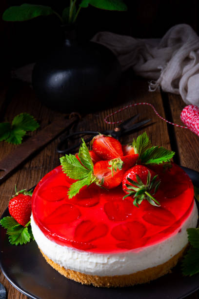 istock delicious cream quark pie with strawberries 1152335974