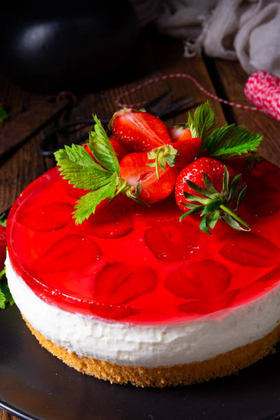 istock delicious cream quark pie with strawberries 1152335982