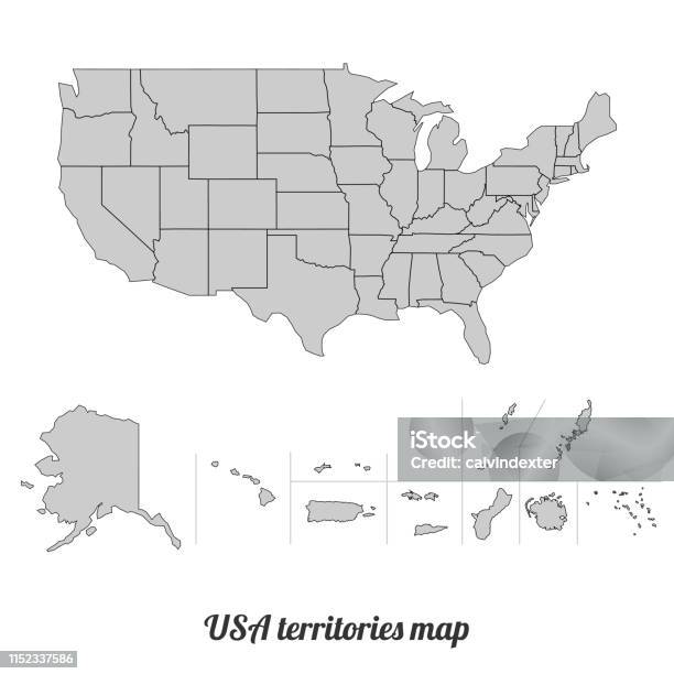 Karta Över Usaterritorierna-vektorgrafik och fler bilder på Karta - Karta, USA, Amerikansk kultur