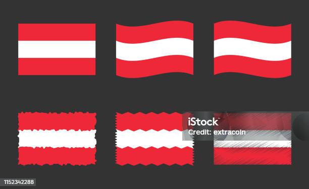 Austria Flag Set Official Colors And Proportion Of Republic Of Austria Flag Stock Illustration - Download Image Now