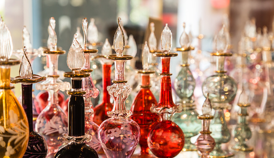 beautiful Arab perfume bottles display on sale