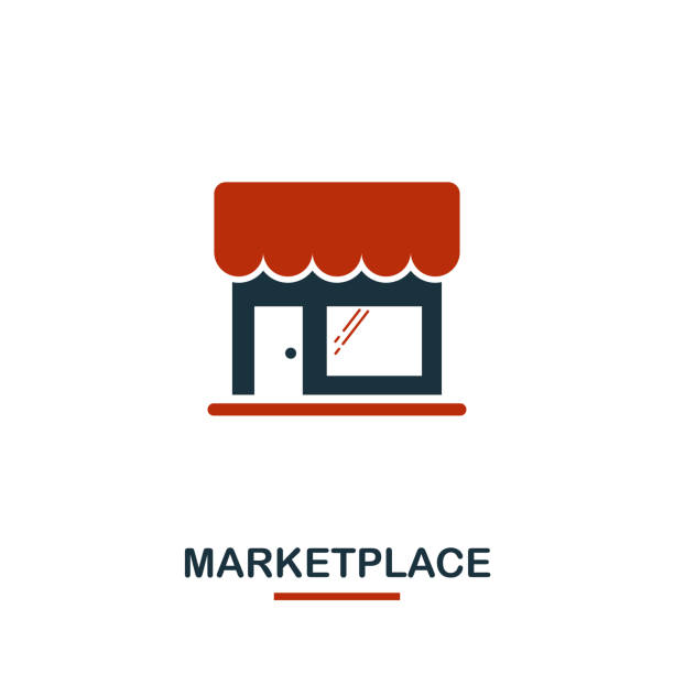 istock Marketplace icon in two colors. Creative black and red design from e-commerce icons collection. Pixel perfect simple marketplace icon for web design, apps, software, print usage 1152343339