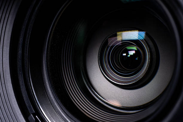 Camera and lens Zoom, close-up Video camera Movie level, The zoom lens is working. photograph photos stock pictures, royalty-free photos & images