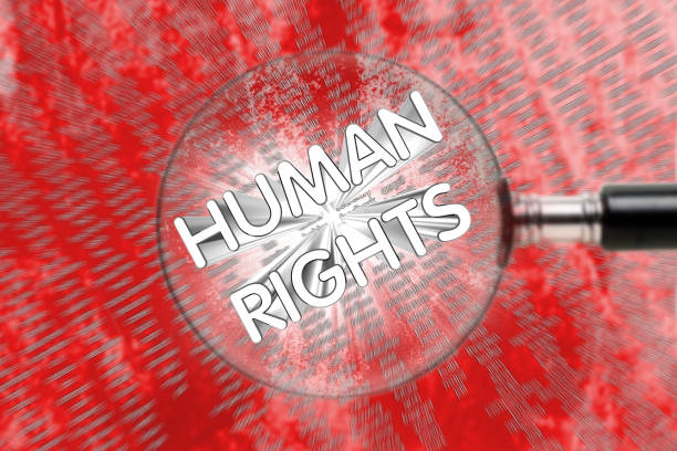 istock Inscription HUMAN RIGHTS through a magnifying glass on an abstract background. 1152346287