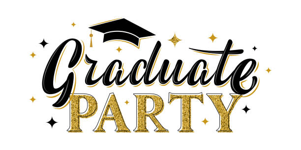 istock Graduate party glitter greeting sign with gold stars. 1152346331