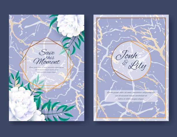 istock Set of Cards with White Peony Flowers and Leaves 1152348661