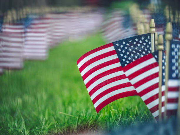 istock American flags on grass close up 1152349744