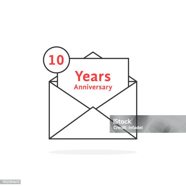 10 Years Lettering Thin Line 10 Years Anniversary Like Open Letter Stock Illustration ...