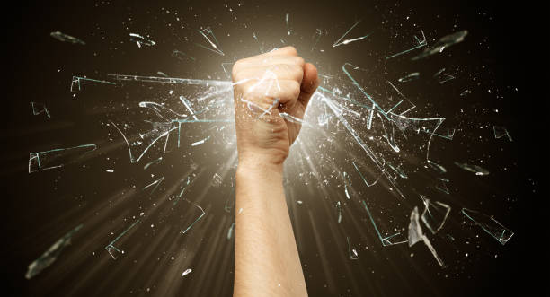 istock Hand hits intense and breaks glasses 1152353076