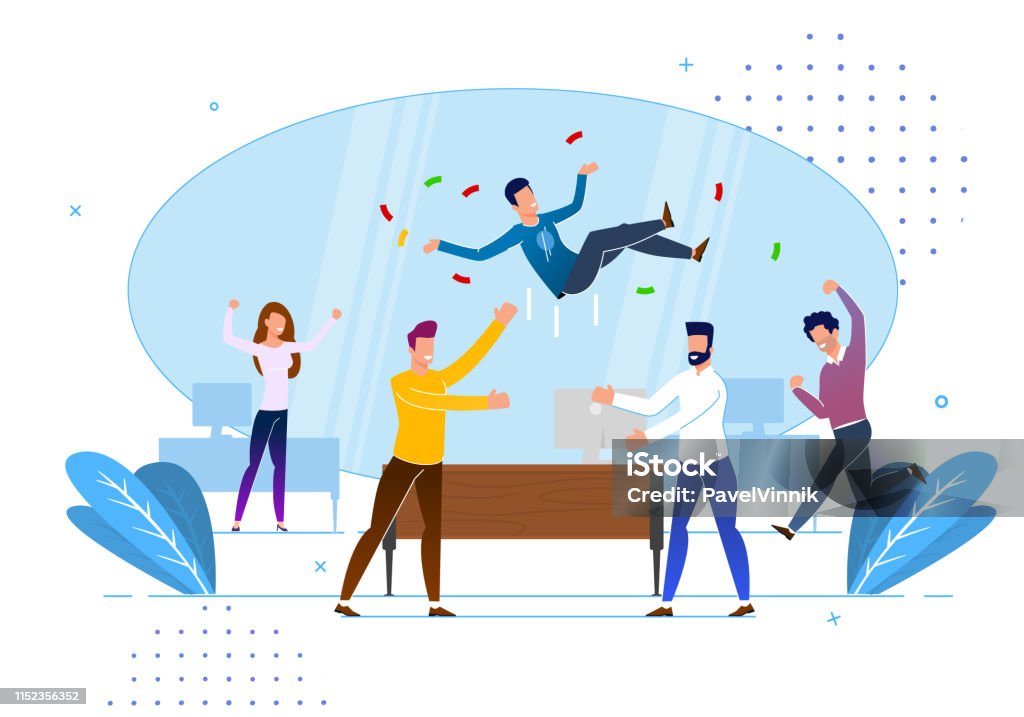 Greetings From Colleagues In Office Cartoon Stock Illustration - Download  Image Now - Anniversary, Working, Occupation - iStock