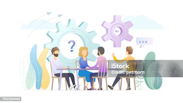 Office Work Flat Vector Illustration Stock Illustration - Download Image Now - Adult, Art, Brainstorming