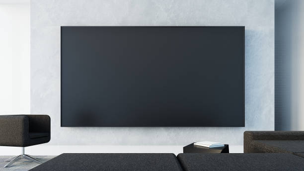 istock tv wall  in living room / 3d rendering 1152363752