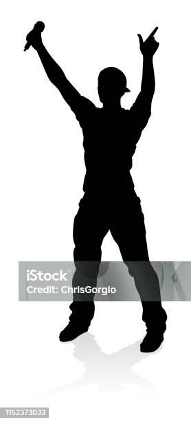 Singer Pop Country Or Rock Star Silhouette Stock Illustration - Download Image Now - Adult, Adults Only, Artist