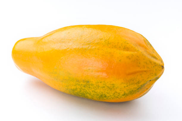 ripe papaya with half isolated on the white background.