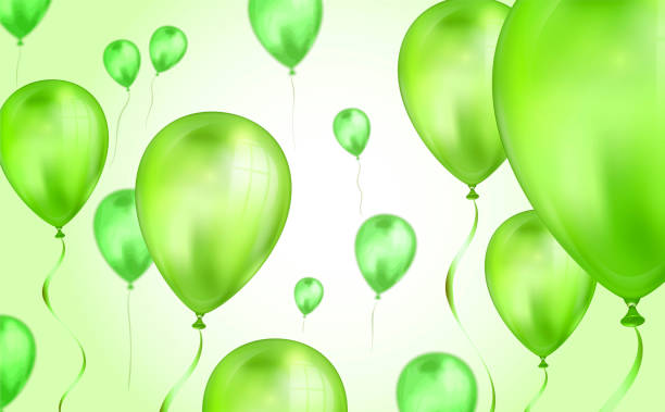 istock Glossy olive green Flying helium Balloons backdrop with blur effect. Wedding, Birthday and Anniversary Background. Vector illustration for invitation card, party brochure, banner 1152374712