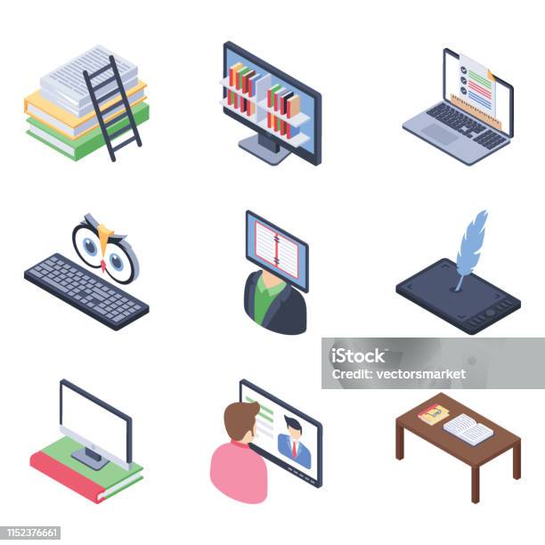 Learning Isometric Vector Online Learning Isometric Vectors Pack Stock Illustration - Download ...