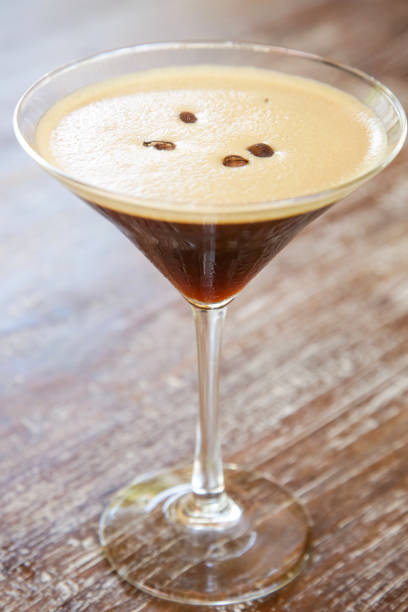 istock Espresso martini cocktail served on the wooden table 1152378769