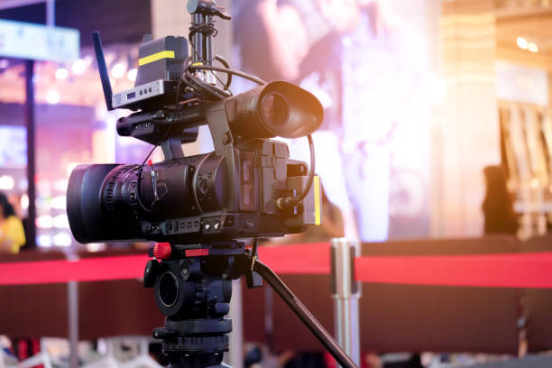 istock Video camera recording at television broadcast events 1152378914