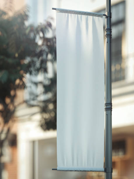 istock Blank roll up mockup. Empty poster template. Street sign, signage, 3d rendering. 1152380730