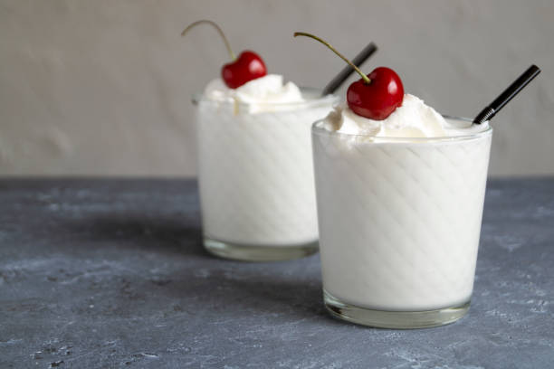 istock Milkshake with cherries. on a gray background. 1152384066