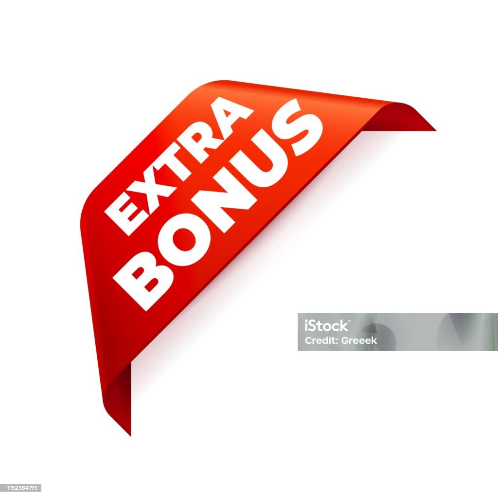 Bonus Ribbon Red Vector Banner Ribbon On White Background Corner Ribbon Stock ...