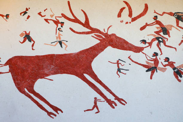 pitture murali preistoriche di catalhoyuk - prehistoric antiquity foto e immagini stock