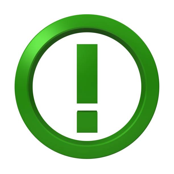 exclamation point green warning icon advice sign symbol 3d render graphic logo isolated on white background