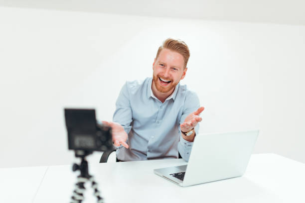 istock Successful business trainer recording content for online training. 1152387507