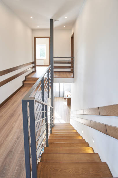 istock Wooden stairs architecture design. home stairs in interior 1152388862