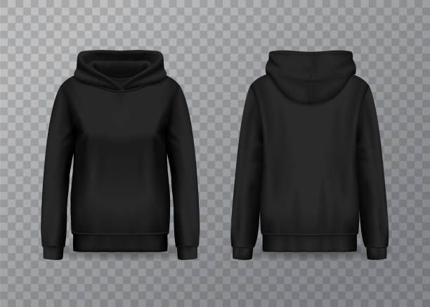 istock Women black hoodie with long sleeves 1152389618