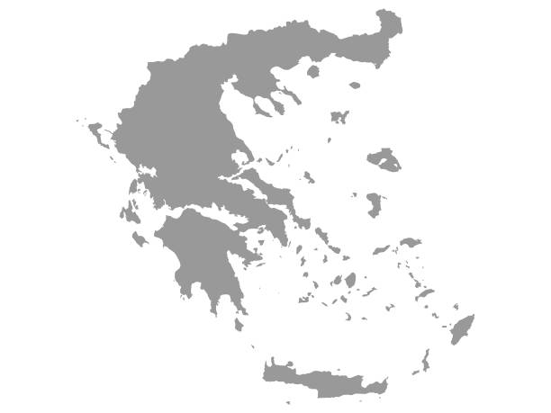 ilustrações de stock, clip art, desenhos animados e ícones de gray map of greece on white background - greece