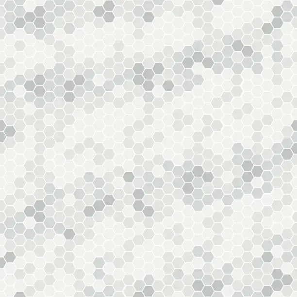 Vector illustration of Black and white hexagon honeycomb seamless pattern. Honey background, cell mosaic.