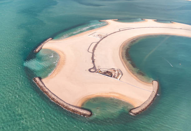 istock Artificial Island in Dubai, aerial view from helicopter 1152393947