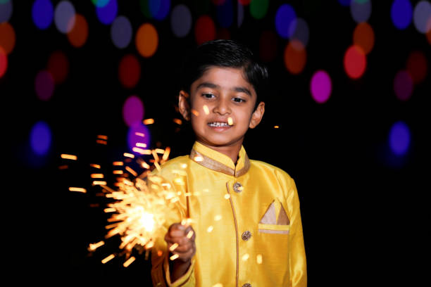 cute indian child on traditional wear - kurta imagens e fotografias de stock